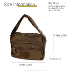 Bag Street leichte Nylon braun Handtasche OTJ227N