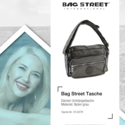 Bag Street leichte Nylon grau Handtasche OTJ227K
