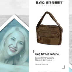 Bag Street leichte Nylon braun Handtasche OTJ227N