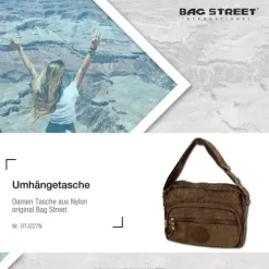 Bag Street leichte Nylon braun Handtasche OTJ227N