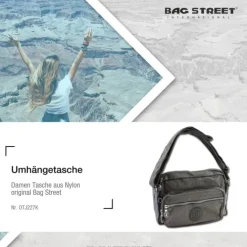 Bag Street leichte Nylon grau Handtasche OTJ227K