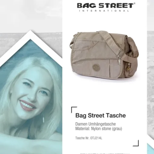 Bag Street Nylon grau Modische Überschlagtasche Crossover OTJ214L
