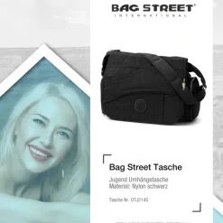 Bag Street Nylon schwarz Überschlagtasche Crossover OTJ214S