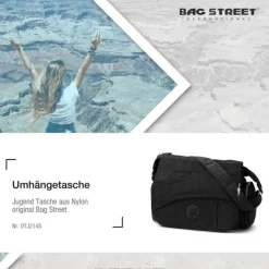 Bag Street Nylon schwarz Überschlagtasche Crossover OTJ214S