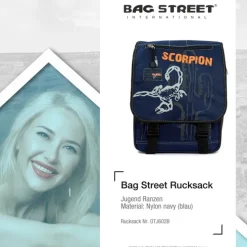 Bag Street Rucksack blau großer Schulranzen Schultasche Nylon Ranzen OTJ602B