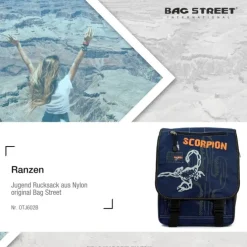 Bag Street Rucksack blau großer Schulranzen Schultasche Nylon Ranzen OTJ602B