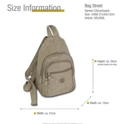 Bag Street Rucksack Crinkle Nylon hellbraun trendiger Damen Cityrucksack ORJ200L