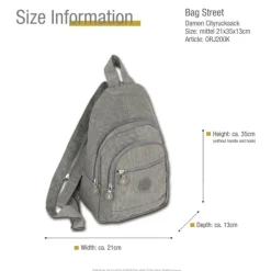 Bag Street Rucksack Crinkle Nylon grau trendiger Damen Cityrucksack ORJ200K