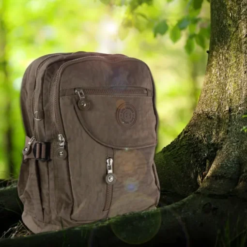 Bag Street Rucksack Handtasche Nylon braun trendiger Damen Cityrucksack OTJ604N