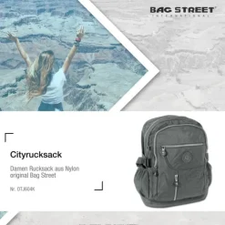 Bag Street Rucksack, Handtasche Nylon grau Damen Cityrucksack OTJ604K