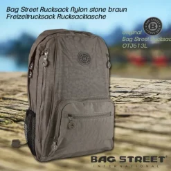 Bag Street Rucksack Nylon stone braun Rucksacktasche OTJ613L