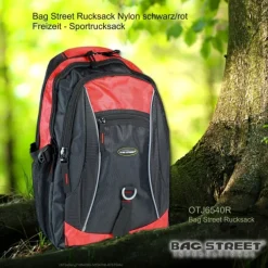 Bag Street Rucksack Nylon schwarz/rot Freizeit - Sportrucksack OTJ6540R