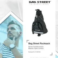 Bag Street Rucksack Nylon schwarz Bodybag Eingurt-Rucksack OTJ6570S