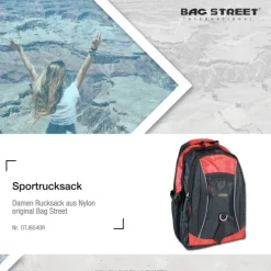Bag Street Rucksack Nylon schwarz/rot Freizeit - Sportrucksack OTJ6540R