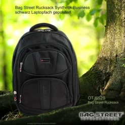 Bag Street Rucksack Synthetik Business schwarz Laptopfach gepolstert OTJ652S