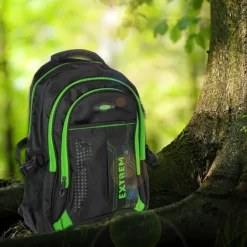 Bag Street Rucksack Synthetik schwarz, grün Laptopfach Laptoprucksack OTJ605G