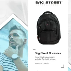 Bag Street Rucksack Synthetik Business schwarz Laptopfach gepolstert OTJ652S