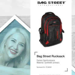 Bag Street Rucksack Synthetik schwarz, rot Laptopfach Laptoprucksack OTJ605R