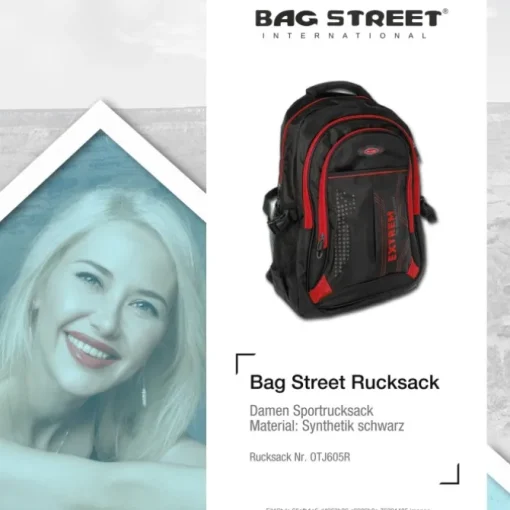 Bag Street Rucksack Synthetik schwarz, rot Laptopfach Laptoprucksack OTJ605R