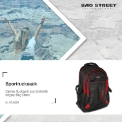 Bag Street Rucksack Synthetik schwarz, rot Laptopfach Laptoprucksack OTJ605R