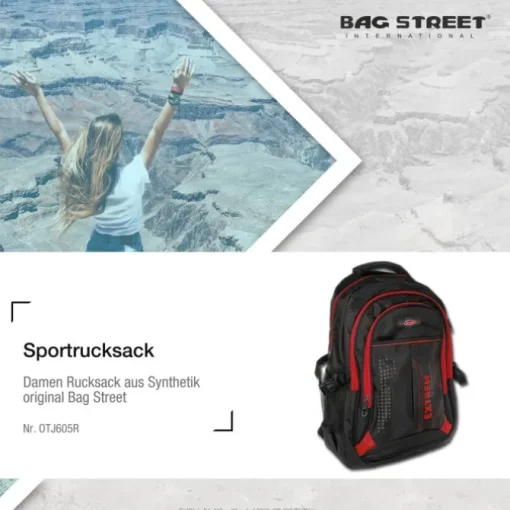 Bag Street Rucksack Synthetik schwarz, rot Laptopfach Laptoprucksack OTJ605R