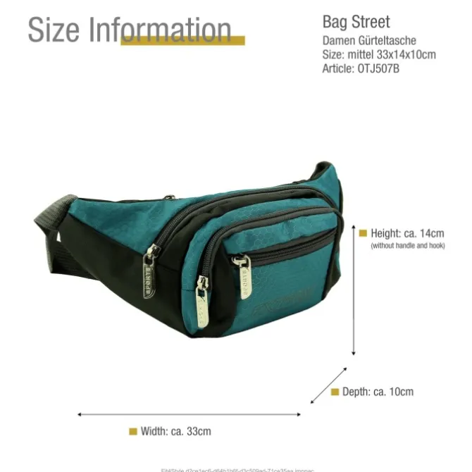 Bag Street sportliche Gürteltasche Nylon blau Bauchtasche Hüfttasche OTJ507B