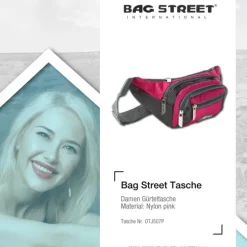 Bag Street sportliche Gürteltasche Nylon pink Bauchtasche Hüfttasche OTJ507P