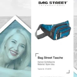 Bag Street sportliche Gürteltasche Nylon blau Bauchtasche Hüfttasche OTJ507B