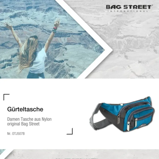 Bag Street sportliche Gürteltasche Nylon blau Bauchtasche Hüfttasche OTJ507B