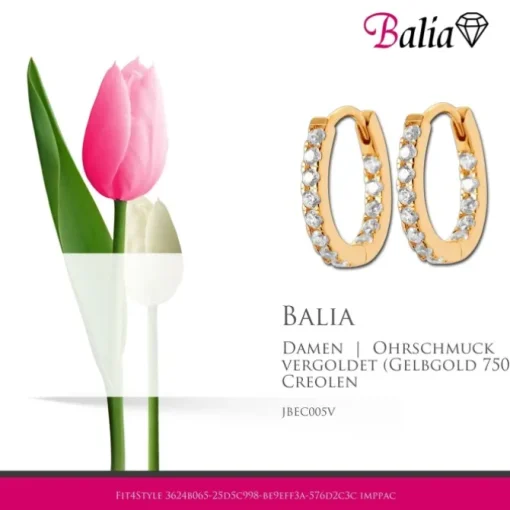 Balia Creole plain Zirkonia Klippverschluss Balia Creolen JBEC005V