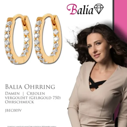 Balia Creole plain Zirkonia Klippverschluss Balia Creolen JBEC005V