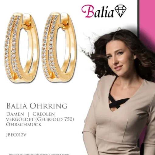 Balia Creole plain Zirkonia Klippverschluss Balia Creolen JBEC012V