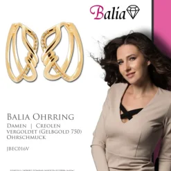 Balia Creole plain Zirkonia Klippverschluss Balia Creolen JBEC016V