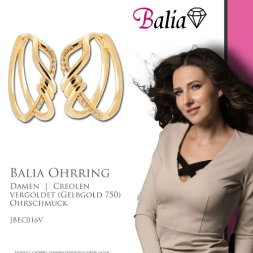 Balia Creole plain Zirkonia Klippverschluss Balia Creolen JBEC016V