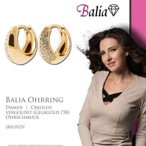 Balia Creole plain Zirkonia Klippverschluss Balia Creolen JBEC022V
