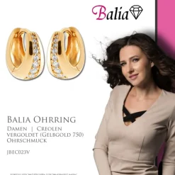 Balia Creole plain Zirkonia Klippverschluss Balia Creolen JBEC023V