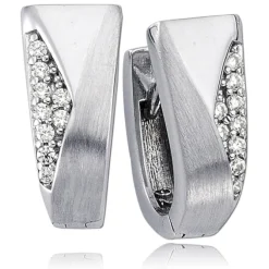Balia Creolen für Damen glänzend Zirkonia aus 925er Silber BAO0044SW