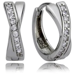 Balia Creolen für Damen glänzend Zirkonia aus 925 Silber BAO0005SW