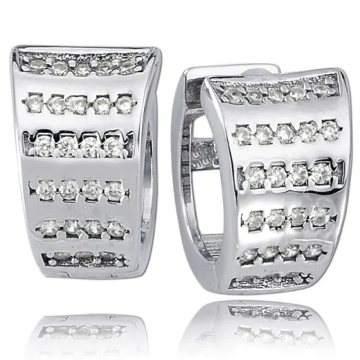 Balia Creolen für Damen glänzend Zirkonia aus 925er Silber BAO0074SW