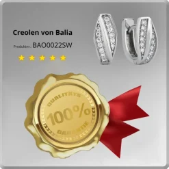 Balia Creolen für Damen glänzend Zirkonia aus 925er Silber BAO0022SW