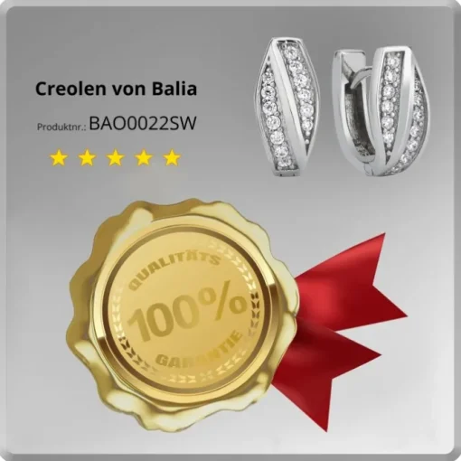 Balia Creolen für Damen glänzend Zirkonia aus 925er Silber BAO0022SW