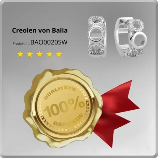 Balia Creolen für Damen glänzend Zirkonia aus 925er Silber BAO0020SW