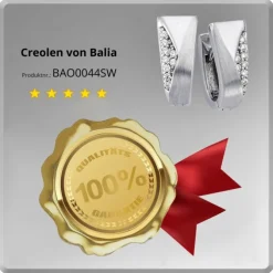Balia Creolen für Damen glänzend Zirkonia aus 925er Silber BAO0044SW