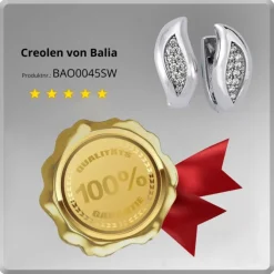 Balia Creolen für Damen glänzend Zirkonia aus 925er Silber BAO0045SW