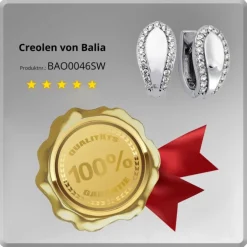 Balia Creolen für Damen glänzend Zirkonia aus 925er Silber BAO0046SW