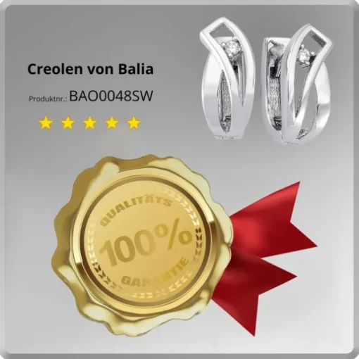 Balia Creolen für Damen glänzend Zirkonia aus 925er Silber BAO0048SW