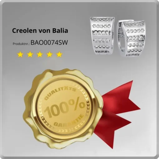Balia Creolen für Damen glänzend Zirkonia aus 925er Silber BAO0074SW