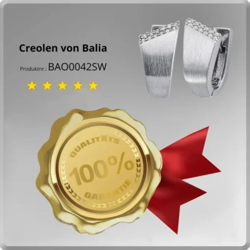 Balia Creolen für Damen glänzend matt Zirkonia aus 925er Silber BAO0042SW