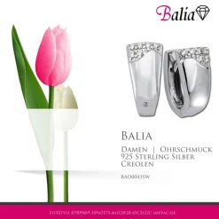 Balia Creolen für Damen glänzend Zirkonia aus 925er Silber BAO0043SW