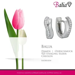 Balia Creolen für Damen glänzend Zirkonia aus 925er Silber BAO0018SW